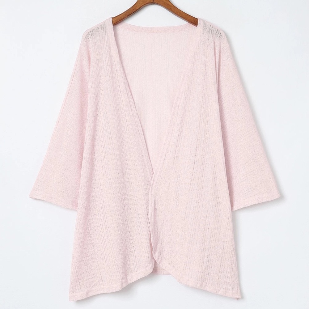 Pink Sheer Lightweight Knit Long Sleeve Cardigan | Pink | One Size - Picture 10 of 12